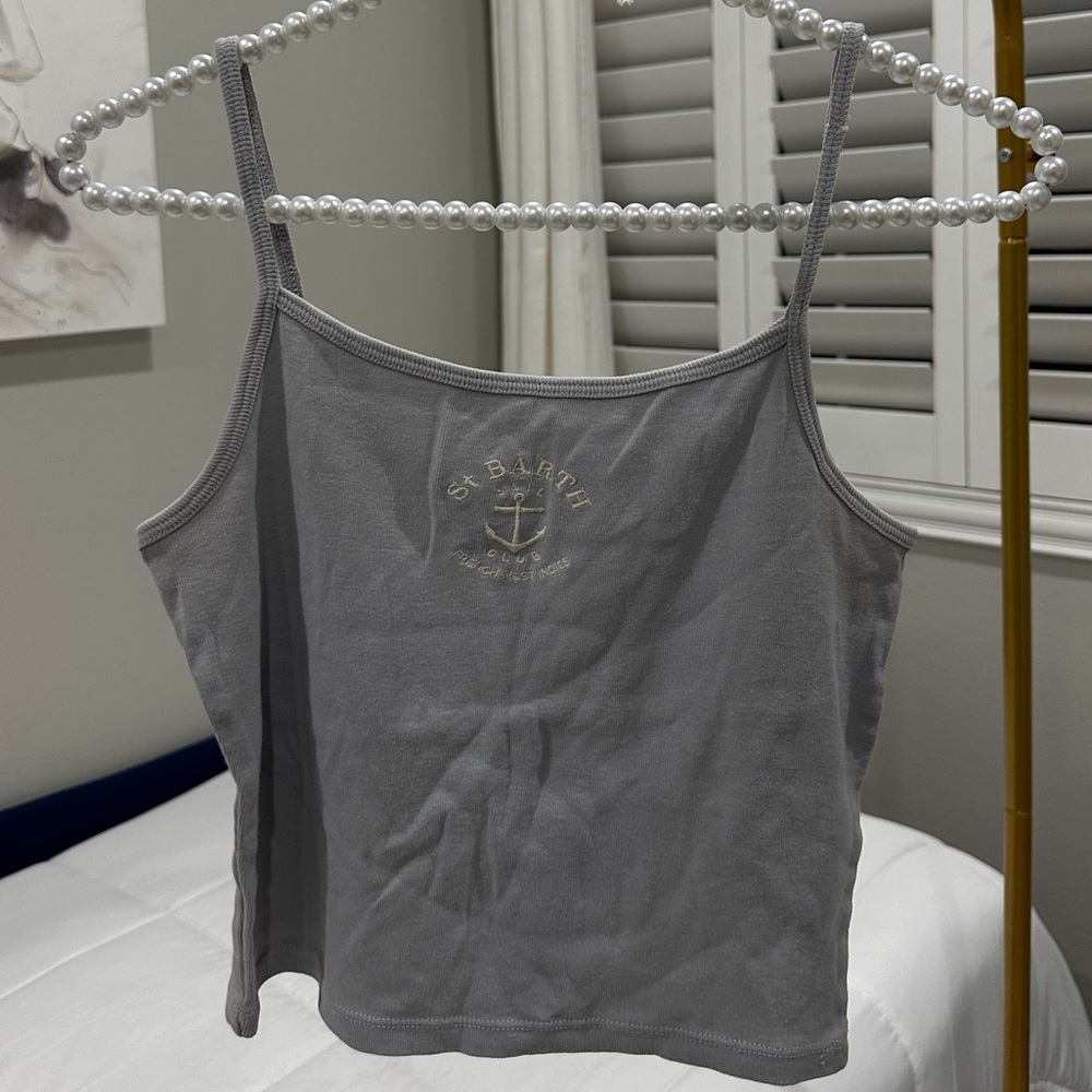 Cute Brandy Embroidered Blue/Lavender Tank Top!